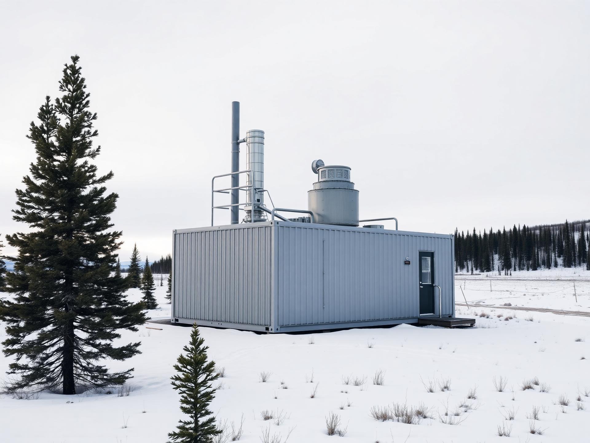 Modular hydrometallurgy plant in a Yukon winter landscape