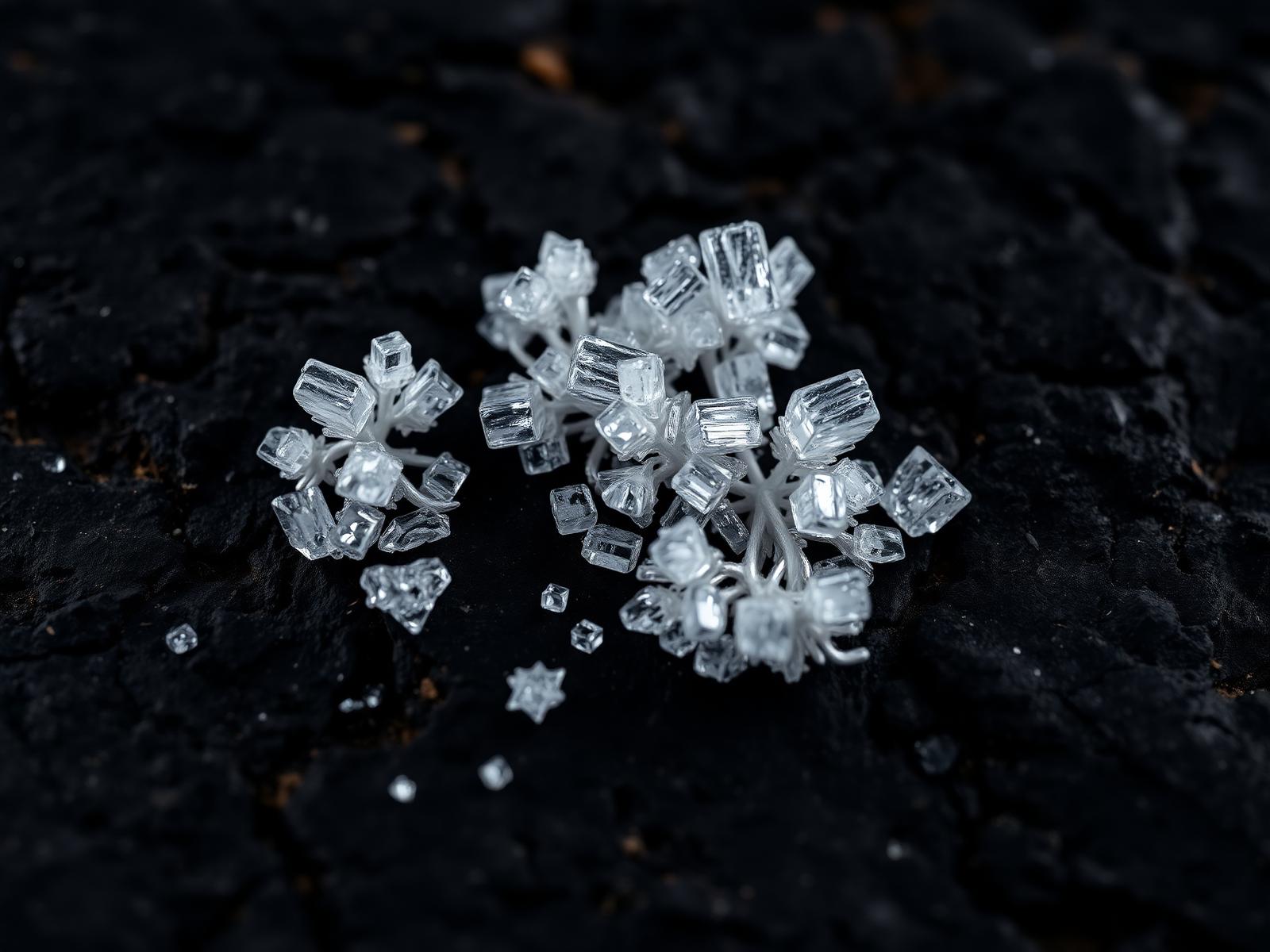 Native silver crystals on dark northern rock